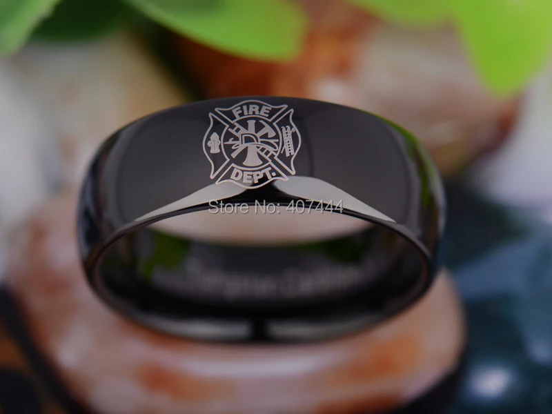 Бесплатная доставка YGK JEWELRY Лидер продаж 8 мм Блестящий черный купол истребитель пожарный новый для мужчин's вольфрам карбида обручальное