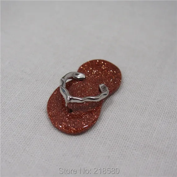 H-dp36 пляж ювелирные изделия услышав Камень Goldsand шлепанцы Кулон Тапочки Шарм Серебряный 40 мм x 20 мм