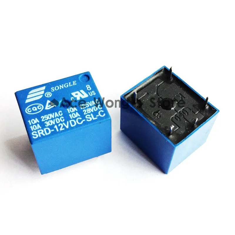 50 шт./лот) 12 В DC SONGLE мощность реле SRD-12VDC-SL-C PCB тип