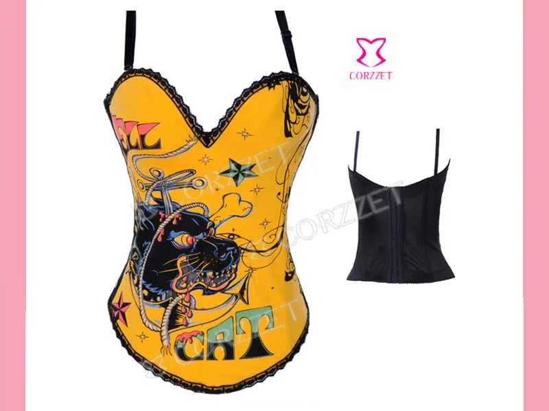 Горячее Тело Shaper Лев с животным принтом Для женщин Pin Up корсет бюстгальтер на бретельках Топы Бурлеск серый костей сексуальный корсет Corseletes S-2XL