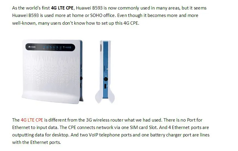 Huawei B593s-12 4 аппарат не привязан к оператору сотовой связи FDD 800/900/1800/2100/2600 МГц Мобильный маршрутизатор/шлюз