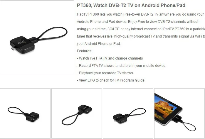 DVB-T2 микро USB ТВ-тюнер Geniatech MyGica PT360 DVB T2 Pad TV HD stick эфирный приемник dvb-t для android телефона планшета