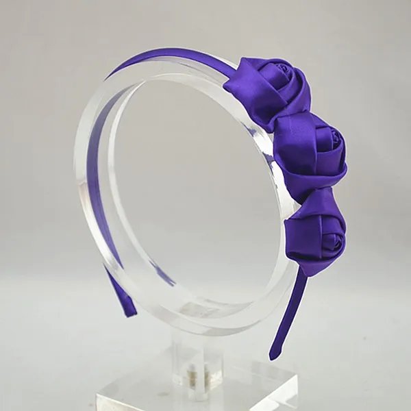 Порядок Trail Рождественский тройной Атласные Розы Hairband DIY Мини розетки Атласная покрыты оголовье аксессуары для волос 30 шт./лот