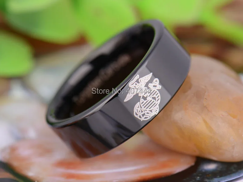Бесплатная доставка YGK JEWELRY Лидер продаж 8 мм Черный трубы в стиле милитари десантники один Для Мужчин's Вольфрам обручальное кольцо из