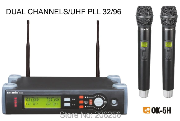 Горячая OK-82 5 H Профессиональный UHF/PLL Настоящее Разнообразие беспроводной микрофон системы, беспроводной 5 H двойной ручной передатчик