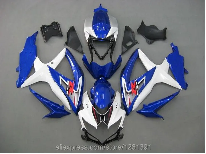 7 giftsFor K8 08 09 10 SUZUKI GSX R750 GSX-R750 GSXR 750 комплект синий/белый Y4354 GSXR750 K8 2008 2009 2010 обтекателя