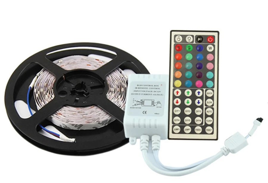 5 м 300 из светодиодов 3528 RGB изменение цвета fleixble полосы 44 ключи ИК пульт дистанционного управления, Светодиодная лента 3528 RGB , не