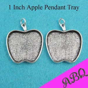 100 шт.-1 дюймов античная бронза Apple настройки кабошон, Античная бронзовая подвеска Лотки, новый Кулон Установка
