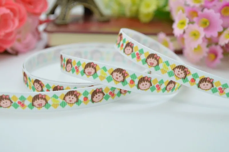50Y DUWES 3/" 9 мм Chibi Maruko Chan напечатанная лента, лента для волос «сделай сам» материалы ручной работы оптом OEM