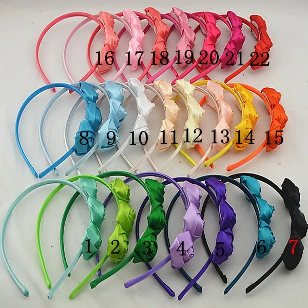 Порядок Trail Рождественский тройной Атласные Розы Hairband DIY Мини розетки Атласная покрыты оголовье аксессуары для волос 30 шт./лот