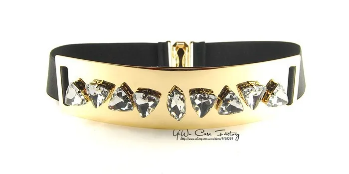Эластичные колготки со стразами Зеркало Металл Пояс металлический Bling золотой пластине Широкий Оби группа для Для женщин женские Интимные аксессуары платье Ремни