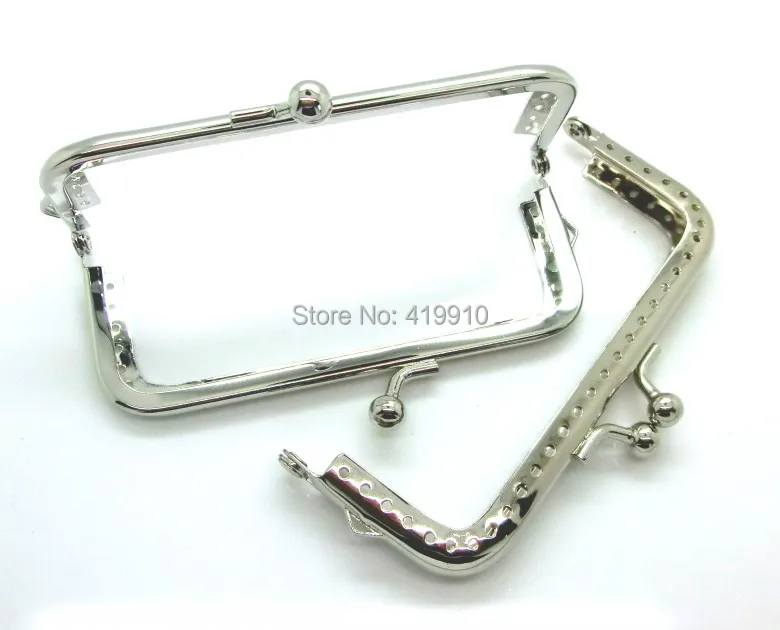 Shipping-2pcs Серебряный тон бисера Кошелек сумка из металла Рамки Поцелуй застежка блокировки ручки поделки ручной работы 10.5x6 см(4 1/" x2 3/8") j2604
