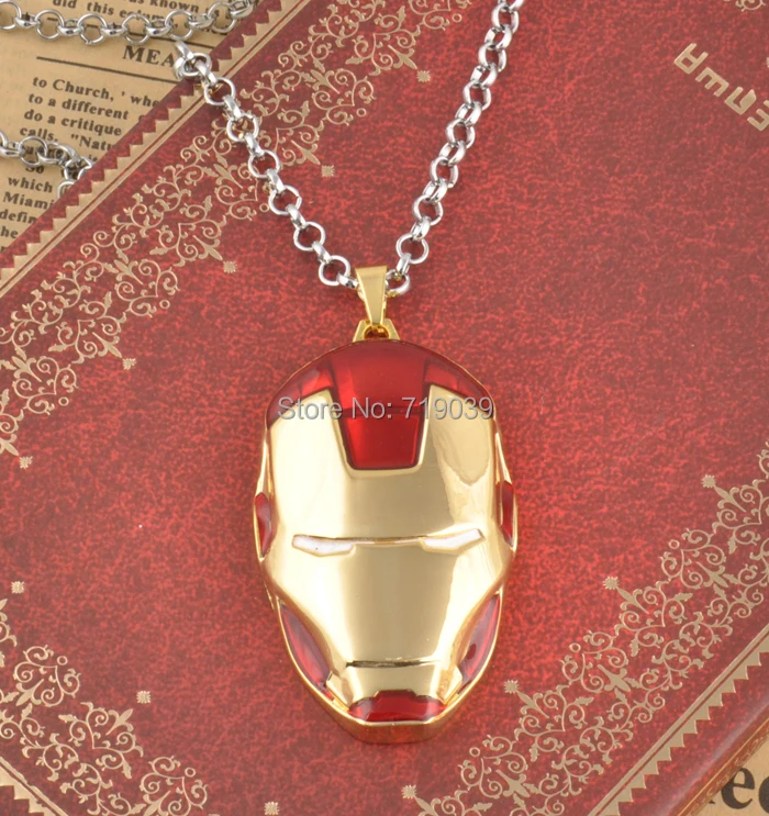 Marvel Super Hero, 20 шт./партия Железный человек 3 маска ожерелье металлический кулон c