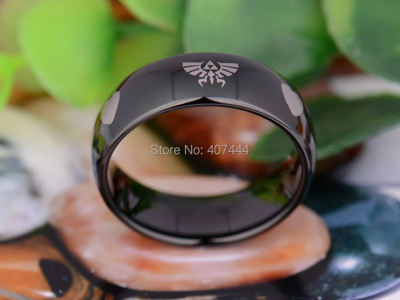 Бесплатная доставка YGK JEWELRY Лидер продаж 8 мм черный купол Легенда о Zelda Для мужчин новый кольцо Вольфрам обручальное кольцо из карбида