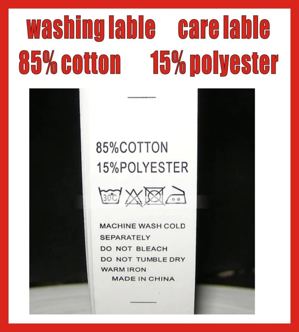 Free shipping clothes tags label,3000pcs/lot,silk print washing label ,85% cotton 15% polyester printed mark label, care label