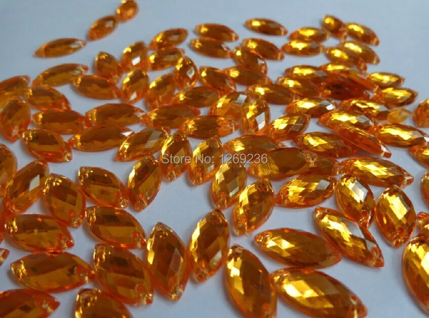 400 шт. 7*15 мм Золотой шить на Акриловые Кристалл Rhinestone Наветт Форма Flatback M016