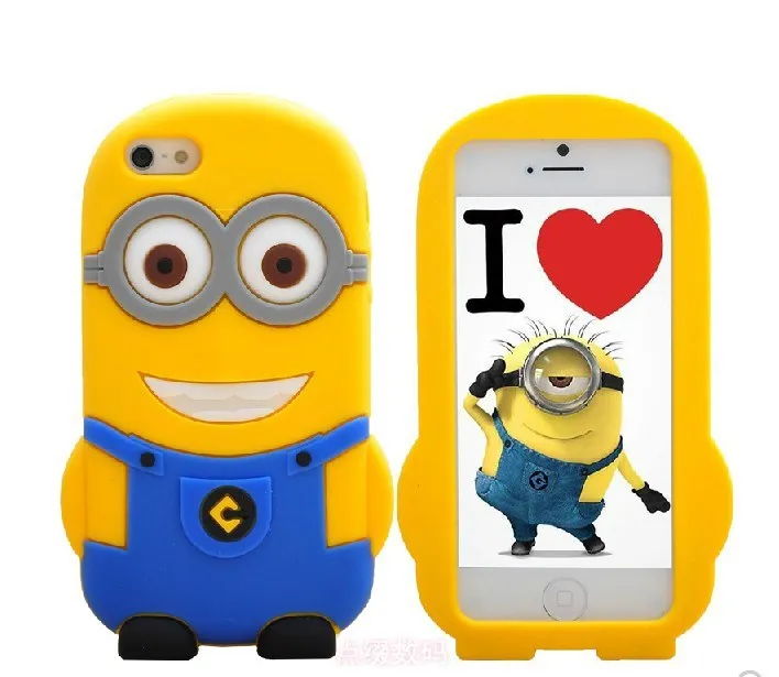 3d Despicable Me2 Minions Cartoon Cute Phone Case Cover For 4s 5c Shape Soft Silicone Case Cover Free - Mobile Phone Cases & Covers - AliExpress