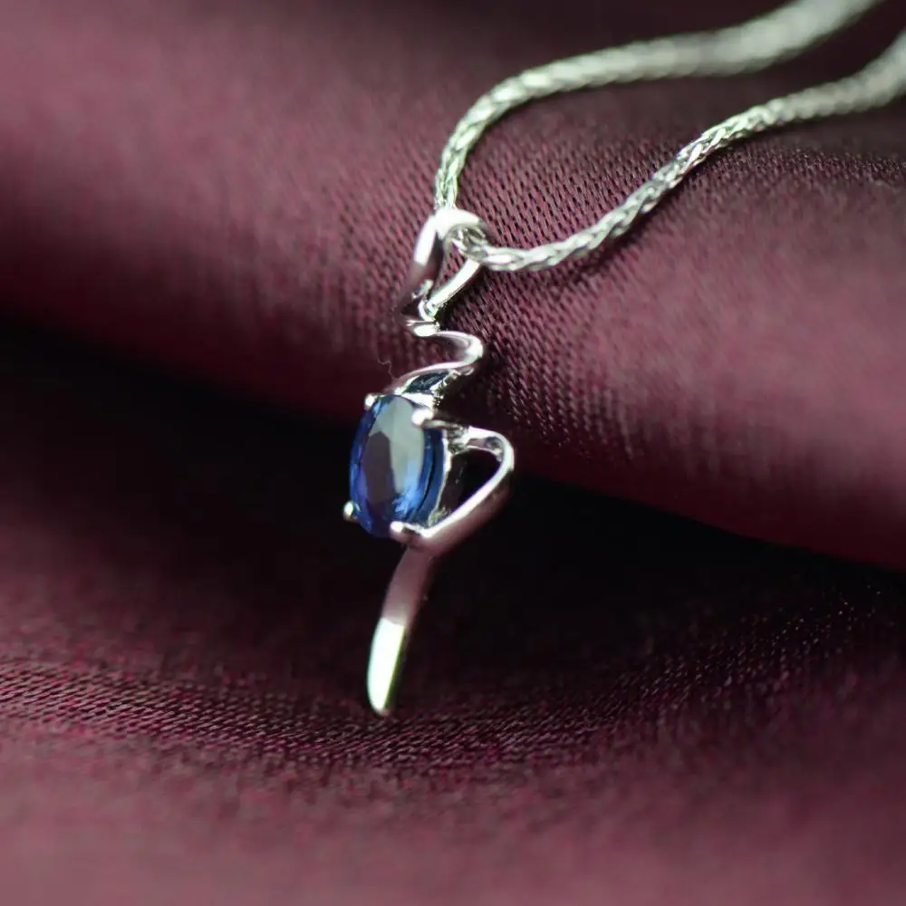 GVBORI 0.35ct природных синий сапфир драгоценный камень 18 К белого золота образец кулон дешевые Ювелирные украшения Для женщин Подарок Elegent и благородный ежедневно