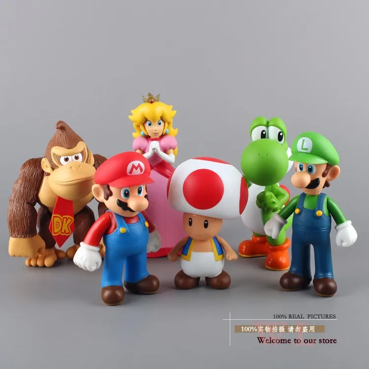 Super Mario Bro Марио Луиджи Donkey Kong персик жаба Йоши ПВХ фигурку Модель Игрушечные лошадки Куклы 5 "12 см 6 шт./компл. Новый в коробке smfg198