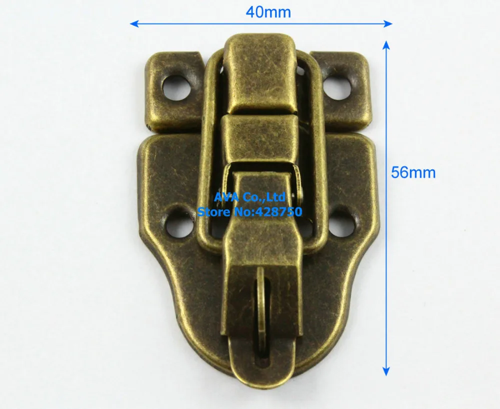 10 античная латунь декоративные Засов шкатулка для драгоценностей защелка запор с щеколдой 40x56 мм с винтами