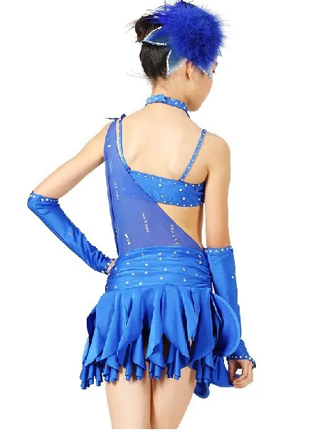 Бесплатная доставка диаманта Rhinestone неравный Vestidos De BAILE Танго Samba Фитнес Костюмы комплект Женская Танцы платье