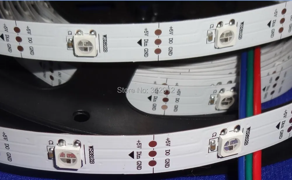 5 m DC5V WS2812B светодиодный пиксель srip, не обладает водонепроницаемостью, 30 шт. WS2812B/м со светодиодной подсветкой из 30 пикселей; 36 Вт; белый pcb; 4pin