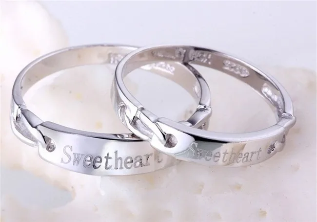Uloveido 2 шт. Jewelry серебряные кольца пара для мужчин и женщин обручальное кольцо набор ювелирной моды Sweet Heart гравировки Ringen кольца для женщин