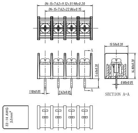 100 шт. 2 P b-тип 7,62 мм Шаг прямые булавки PCB электрический винт клеммный блок