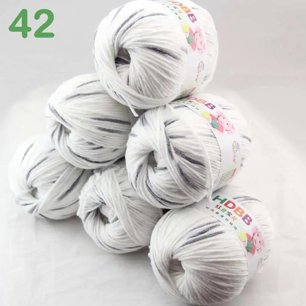 Распродажа 6ballsx50g мягкие хлопковые Детские Пряжа новые окрашенные вручную шерстяные носки декоративная ленточка пряжа для вязания оранжевый 2075-14-6