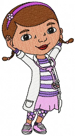 Лидер продаж комплектов!~ Doc McStuffins в белом пальто гладить на заплатках, нашивка на одежду, Аппликации, сделано из ткани, гарантированное качество