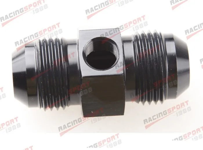 6AN 6-AN Male To 1//4 NPT Pressure Gauge Adapter With 1//8 NPT Port Black