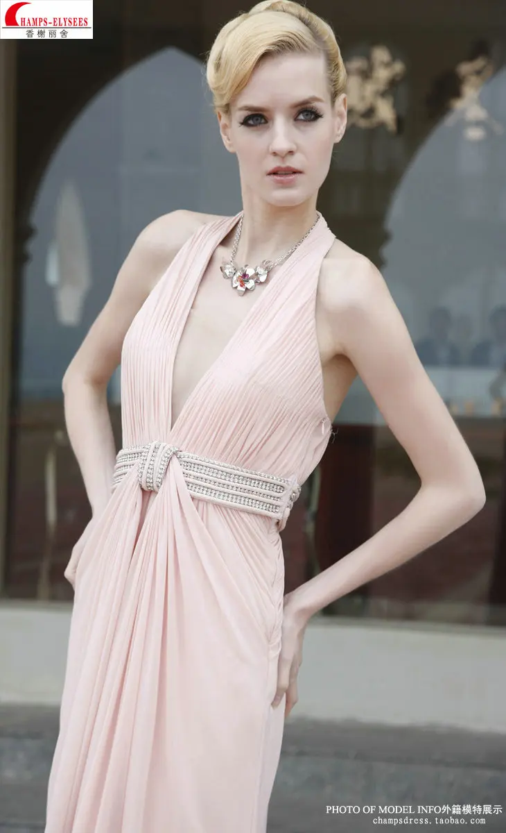Новая мода розовый vestidos халат де вечер формальный кристалл сексуальная спинки вечернее платье партии Выпускные Платья