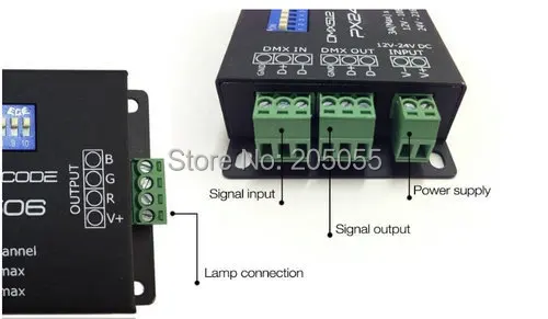 Px24506 DMX512 декодер драйвера контроллера Усилители домашние RGB Светодиодные ленты свет DC12V/24 В max.3a/CH Выход 9a светодиодные лампы драйвер контроллера