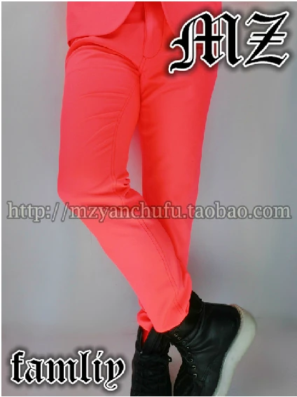Лидер продаж, мужские эксклюзивные длинные брюки bigbang Zhi с тонким разрезом флуоресцентных костюмов оранжевого и розового цветов