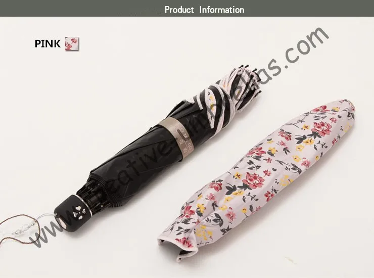 Зонтики листьев лотоса, 100% солнцезащитный крем, UPF> 50 +, ladies'parasol, с цветочным принтом, 210 т черный серебряное покрытие, Вишня зонтик, два раза