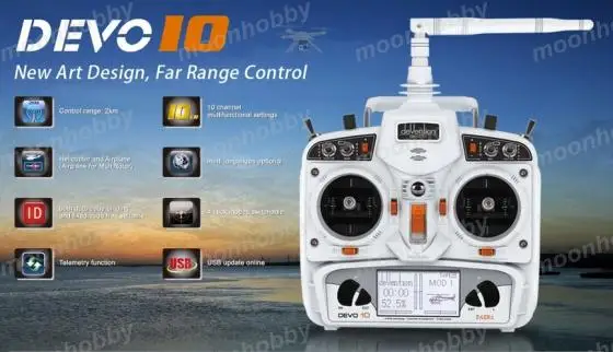 Devo 10 Белый 2,4 ГГц 10Ch Walkera Радио Walkera QR X350 PRO Запчасти с отслеживанием