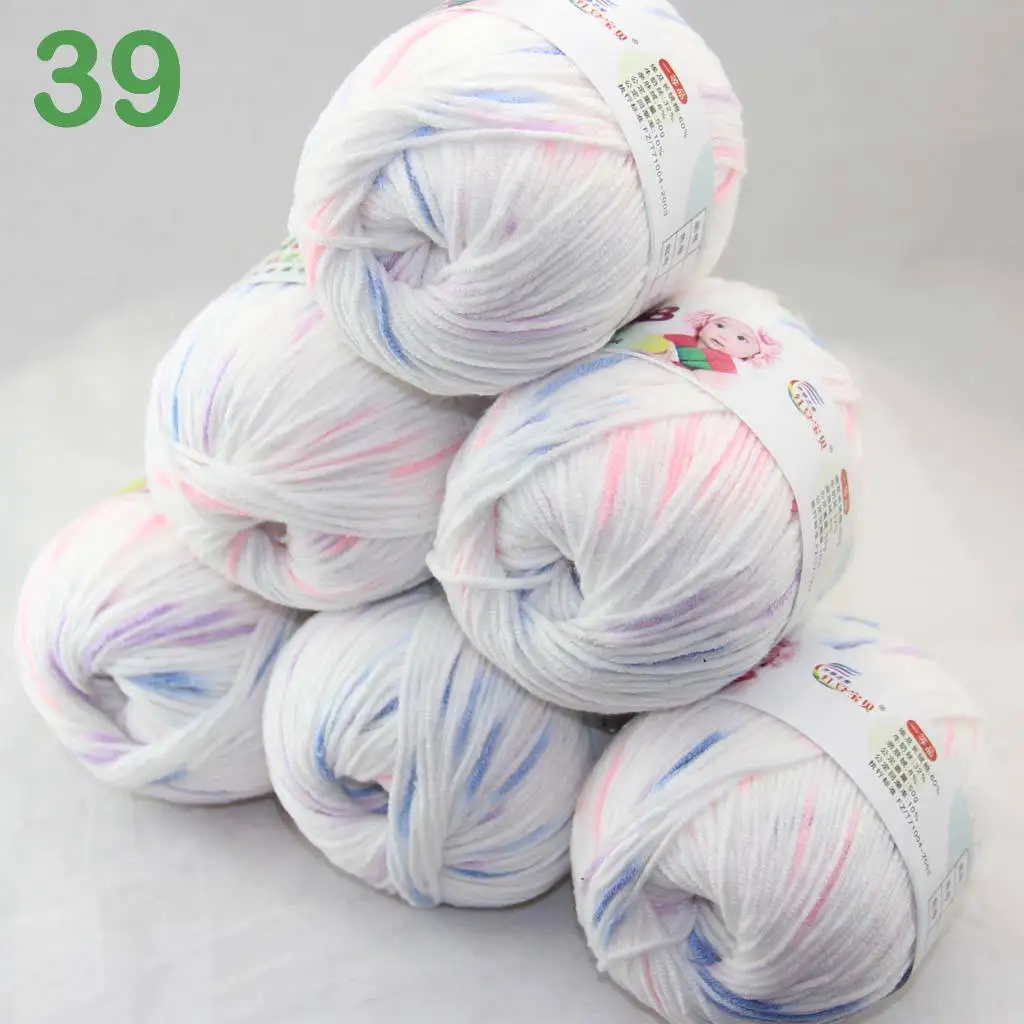 Распродажа 6ballsx50g мягкие хлопковые Детские Пряжа новые окрашенные вручную шерстяные носки декоративная ленточка пряжа для вязания оранжевый 2075-14-6
