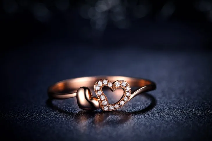 ZOCAI кольцо в форме сердца 0,05 ct натуральный настоящий бриллиант 18 K розовое золото кольцо ювелирные изделия W05344