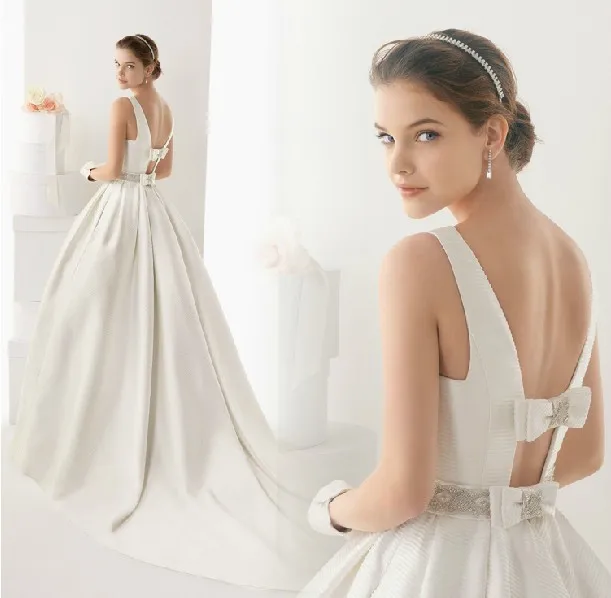 Бесплатная доставка 2018 Новая мода vestido de noiva пояс со стразами лук Свадебное бальное платье Сексуальная спинки Мать невесты платья для женщин