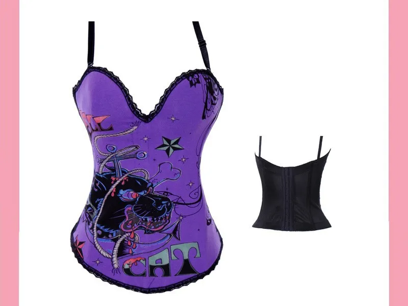 Горячее Тело Shaper Лев с животным принтом Для женщин Pin Up корсет бюстгальтер на бретельках Топы Бурлеск серый костей сексуальный корсет Corseletes S-2XL