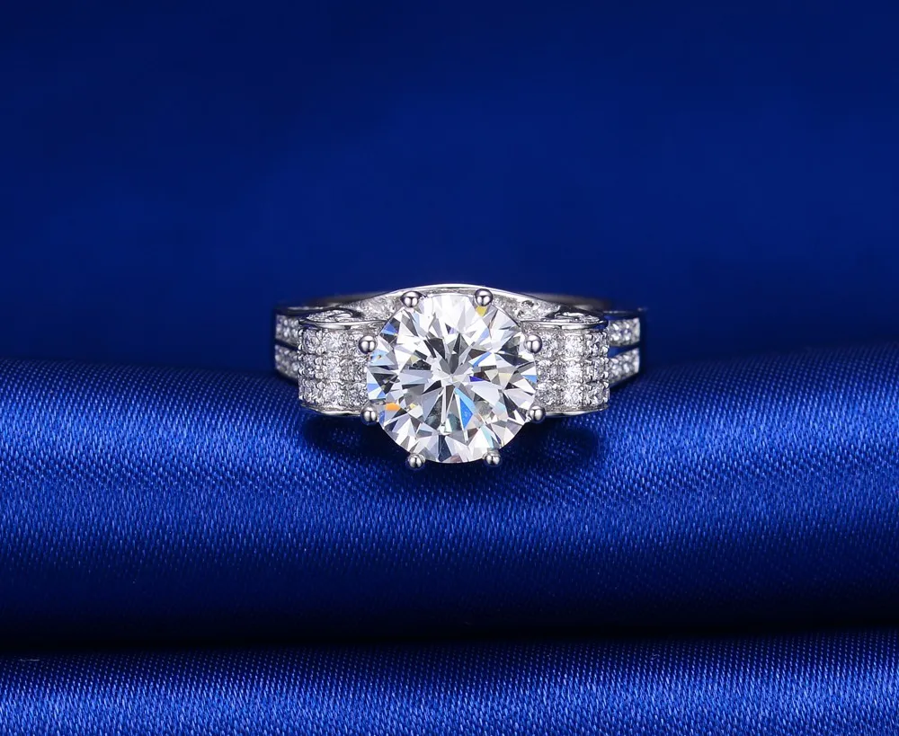 Королевский дизайнер 3Ct классические Stlye алмазные полосы для женщин Изысканные оригинальные украшения 925 серебро женское кольцо