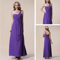 Elegant Sweetheart One Shoulder Chiffon Long Purple Bridemaid Dresses 2013 Free Shipping BD8035