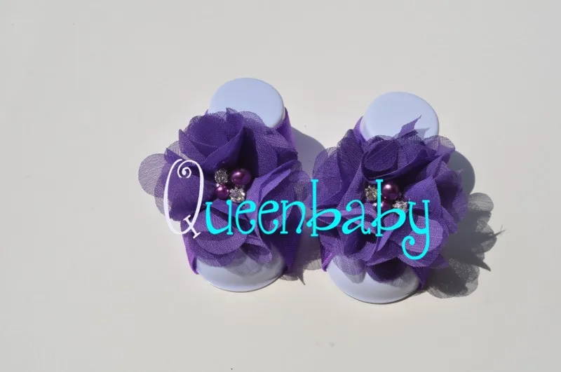 240 компл./лот босоножки ботинки с шифоновыми цветами QueenBaby