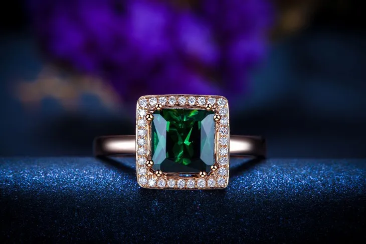ZOCAI Новое поступление CHANSON серии 2,0 CT настоящий зеленый турмалин чистый 18 K розовое золото кольцо с 0,12 CT натуральный бриллиант