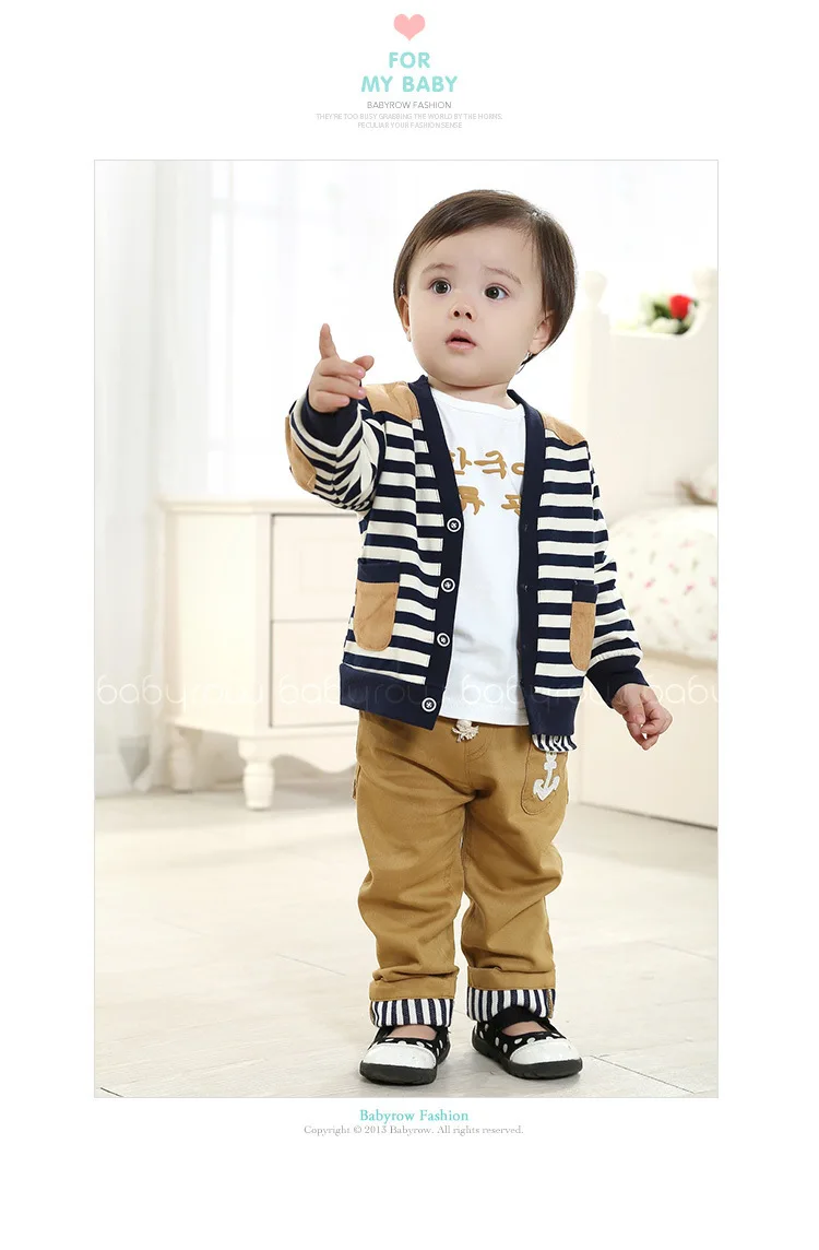 Anlencool/Коллекция 2019 года, пальто Roupas Meninos, новая Корейская одежда для малышей, весенний кардиган в полоску из трех предметов, брендовая