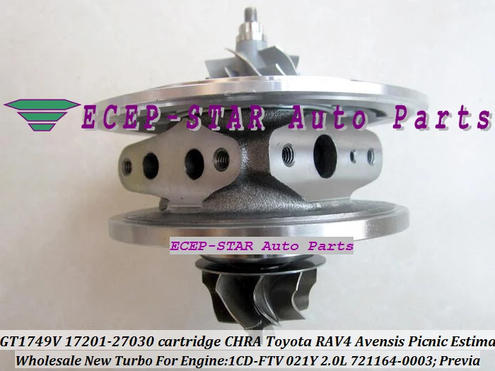 GT1749V 721164-0003 17201-27030 Turbo cartridge CHRA Turbocharger TOYOTA RAV4 Previa Avensis Picnic Estima 021Y 1CD-FTV 2.0L (1)