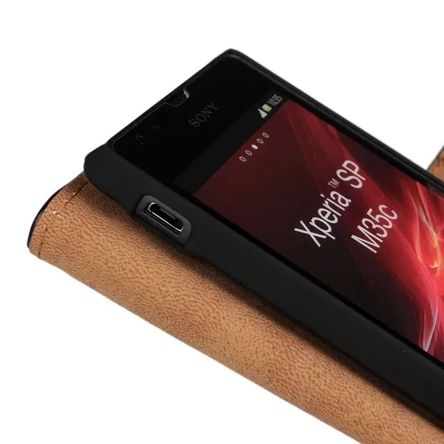 Черный кошелек из натуральной кожи для sony Xperia SP M35h Роскошный чехол из натуральной кожи для Xperia M35h Высокое качество