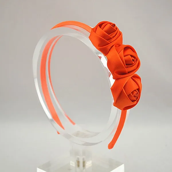 Порядок Trail Рождественский тройной Атласные Розы Hairband DIY Мини розетки Атласная покрыты оголовье аксессуары для волос 30 шт./лот