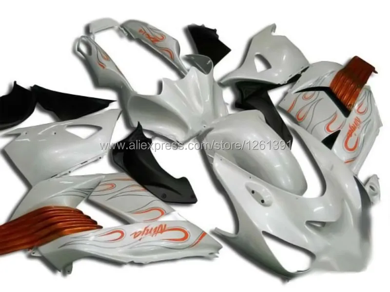 Оранжевый Flame Белый обтекателя комплекты для Kawasaki Ninja ZX-14R ZZ-R1400 06-09 ZZR1400 ZX 14R 06 07 08 09 ZX 14R 2006 2007 2008 2009