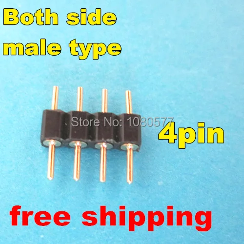 100 шт./лот 4pin разъем RGB, 4-контактный иглы, мужской тип двойной 4pin, небольшая часть для светодио дный RGB 3528 и 5050 полосы Бесплатная доставка
